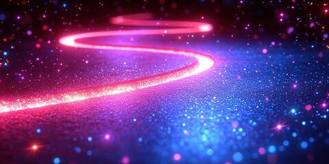Aufkleber - magical glowing pathway with sparkling stars and vibrant colors in a cosmic setting at night