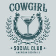 © Syed - western cowgirl cocktail club vector design, cowgirl social club logo type artwork, cowgirl t shirt design, American social club graphic print