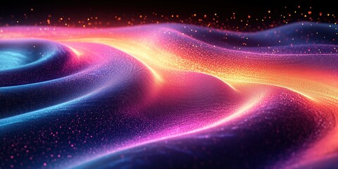 Aufkleber - colorful vibrant waves of light create a mesmerizing abstract display in a dark background setting d