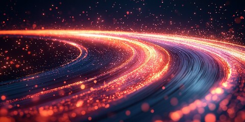 Poster - Glowing trails of light create a mesmerizing effect in a dark space at night