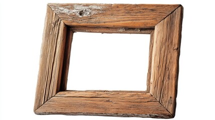 Poster - A rustic square pine frame with a lightly weathered appearance, floating on a transparent background for vintage-inspired projects.