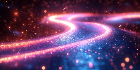 Aufkleber - colorful light trails create a mesmerizing pathway in a starry backdrop during a night scene