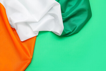 Wall Mural - Flag of Ireland on green background