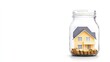 © pvl0707 - Captivating representation of a model house inside a glass jar, symbolizing savings and real estate investment opportunities for young buyers
