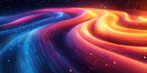 Poster - Colorful swirling patterns create a mesmerizing visual effect in an abstract digital landscape at night