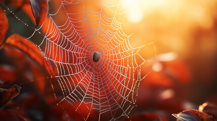 spider web with dew