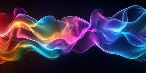 Poster - colorful waves of light create a mesmerizing abstract visual on a dark background