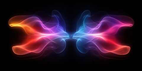 Poster - Fluid colorful patterns blend seamlessly in an abstract design against a black background