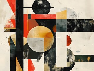 Poster - A vibrant abstract composition featuring geometric shapes in bold colors