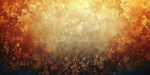Poster - Textured wall with floral pattern in warm tones for interior design inspiration
