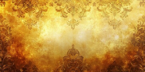 Poster - Elegant golden texture with intricate floral design creating a luxurious atmosphere for various backgrounds