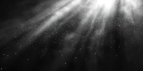 Poster - Unique display of light beams and particles creating a mysterious atmosphere in dark surroundings