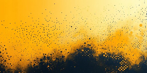 Poster - Colorful abstract background featuring yellow and black splashes with a dot pattern, creating a vibrant artistic effect in soft lighting