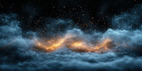 Poster - Stunning cosmic cloud with sparkling particles illuminating the dark space above