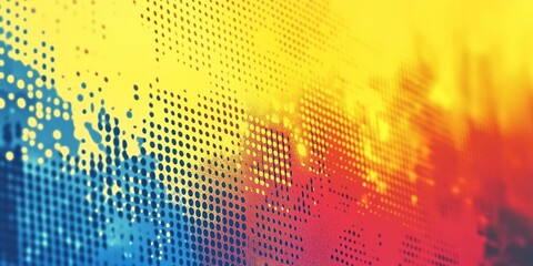 Poster - Colorful abstract design features vibrant dots and gradients with warm and cool tones creating an energetic visual effect