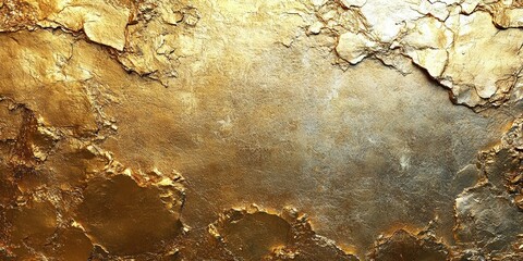 Poster - textured golden surface with an intricate blend of metallic hues and weathered details enhancing vis