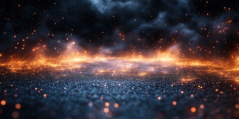 Aufkleber - spectacular cosmic landscape with glowing particles and swirling clouds in a dark universe backgroun