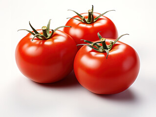 Two Juicy Tomatoes with Vibrant Red Color Isolated