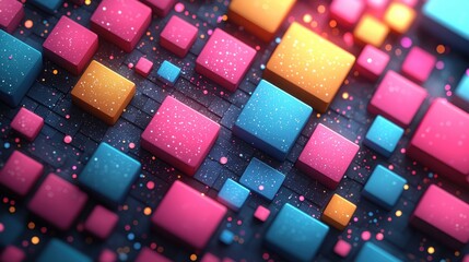 Poster - colorful geometric shapes create an abstract pattern in a digital artwork filled with vibrant hues a