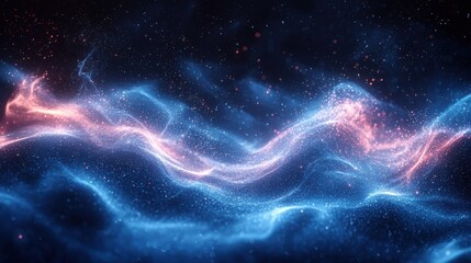 Poster - abstract cosmic waves in vibrant blue and pink hues creating a mesmerizing visual display in the uni