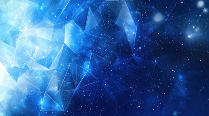 Poster - vivid blue abstract background with geometric shapes and sparkling stars for artistic designs