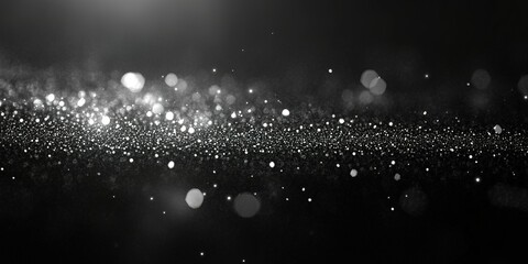 Poster - Sparkling particles create an enchanting atmosphere against a dark background in shimmering display