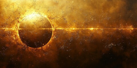 Poster - Captivating cosmic landscape featuring a solar eclipse with radiant light and celestial textures