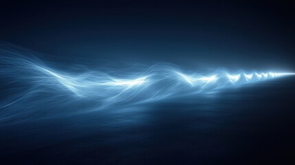 Poster - light waves create a mesmerizing blue pattern in a dark environment during a digital art display