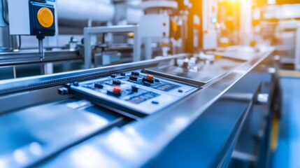 Poster - A modern winery employs advanced machinery for efficient wine production, with automated control panels guiding each stage.