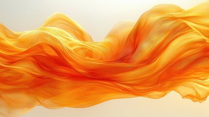 Poster - flowing orange fabric creates dynamic movement across a soft background