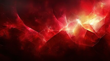 Poster - vibrant abstract red and orange background with glowing light effects and dynamic shapes