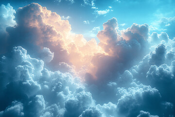 Wall Mural - Heavenly Cloudscape Illuminated By Golden Light