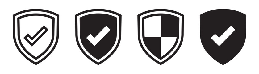 Wall Mural - Shield check mark icon. Security shield protection icon. Shield with tick symbol. Security protection sign. Vector illustration