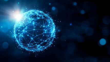 Poster - Abstract blue network globe with connections.