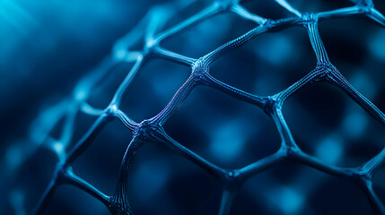 Poster - Abstract blue structure with hexagonal patterns.