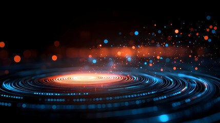 Poster - Abstract glowing circles with vibrant colors.