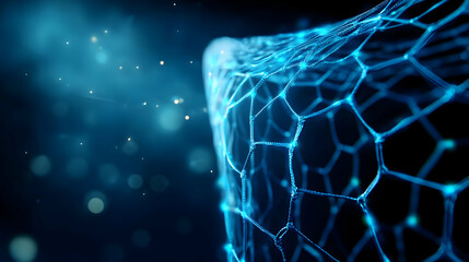 Poster - Abstract digital network structure in blue tones.