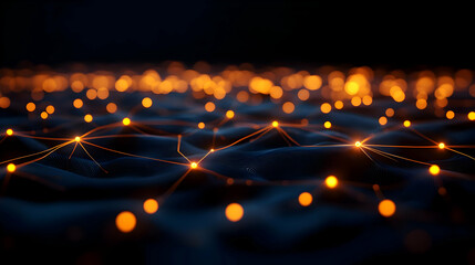 Poster - Abstract glowing network in dark space.