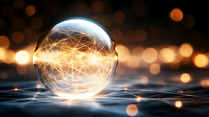 Poster - Abstract glowing sphere with light effects.
