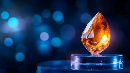 Poster - Beautiful orange gemstone with a blue backdrop.