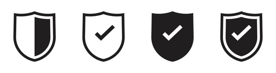 Wall Mural - Shield check mark icon. Security shield protection icon. Shield with tick symbol. Security protection sign. Vector illustration