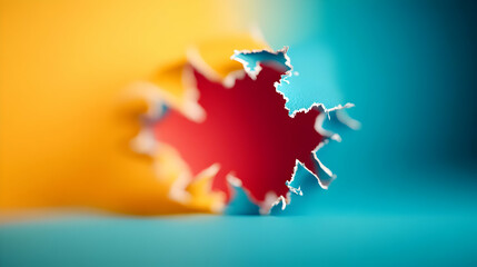 Poster - Colorful paper tear with vibrant background design.