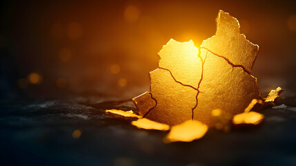 Poster - Cracked surface with glowing light effect.