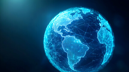 Poster - Digital globe with connected networks.