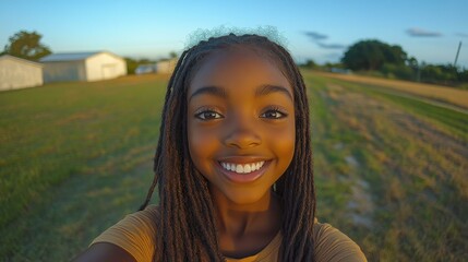 A Teenage girl hula-hooping in a park her movements fluid her smile glowing with carefree joy