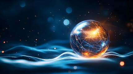 Poster - Futuristic glowing sphere in luminous environment.