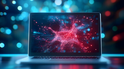 Poster - Futuristic laptop with glowing digital design.