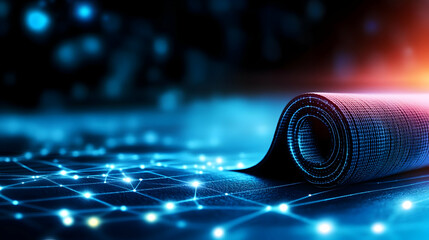 Poster - Futuristic mat on a glowing digital surface.