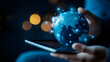 © Earny - Hands holding a glowing digital globe concept.