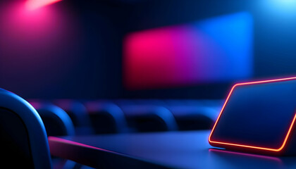 Poster - Modern digital device with vibrant neon lights.